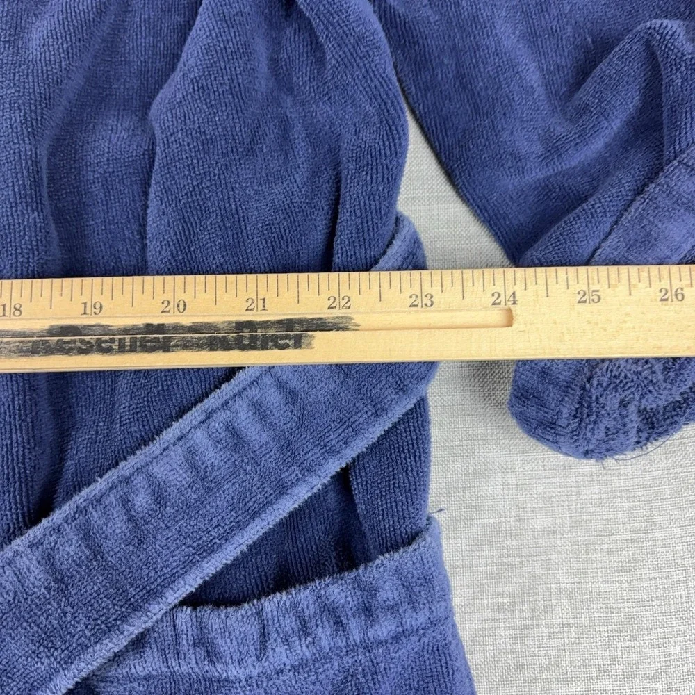 Polo Ralph Lauren Robe Mens M Blue Terry Cotton Belted Logo Bathrobe Sleepwear